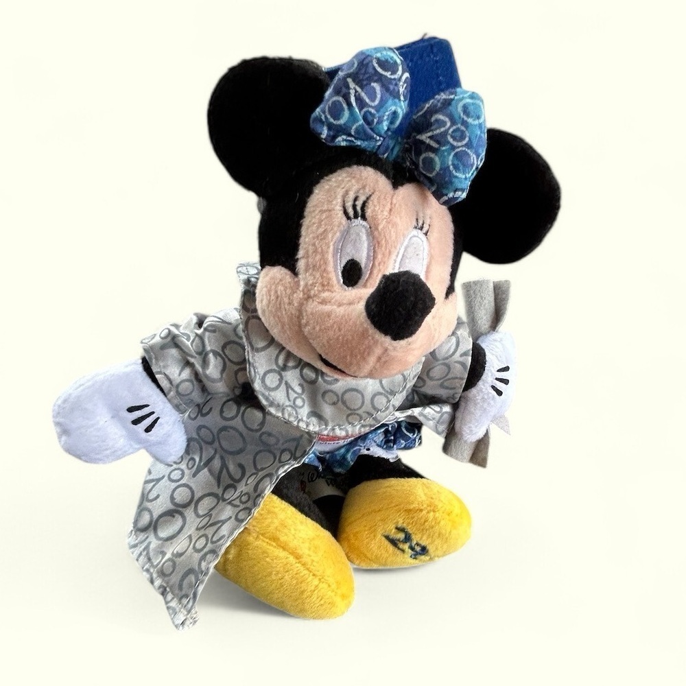 Vintage Deadstock Minnie Mouse 2000 Grad Nite plush, cap, gown, diploma